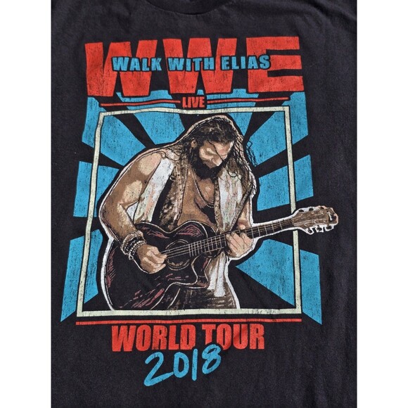 WWE Wrestling Walk With Elias 2018 World Tour Double Sided T-Shirt Men Large EUC - Picture 1 of 13